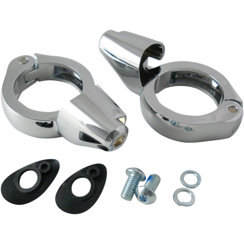 DRAG SPECIALTIES Turn Signal Mount – 49mm – Chrome Turn Signal Fork Clamps