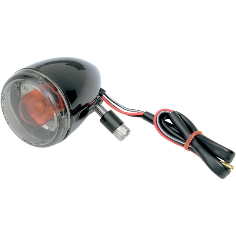 DRAG SPECIALTIES Universal Turn Signal Light – Front – Gloss Black with Smoke Lens DOT Compliant Turn Signals