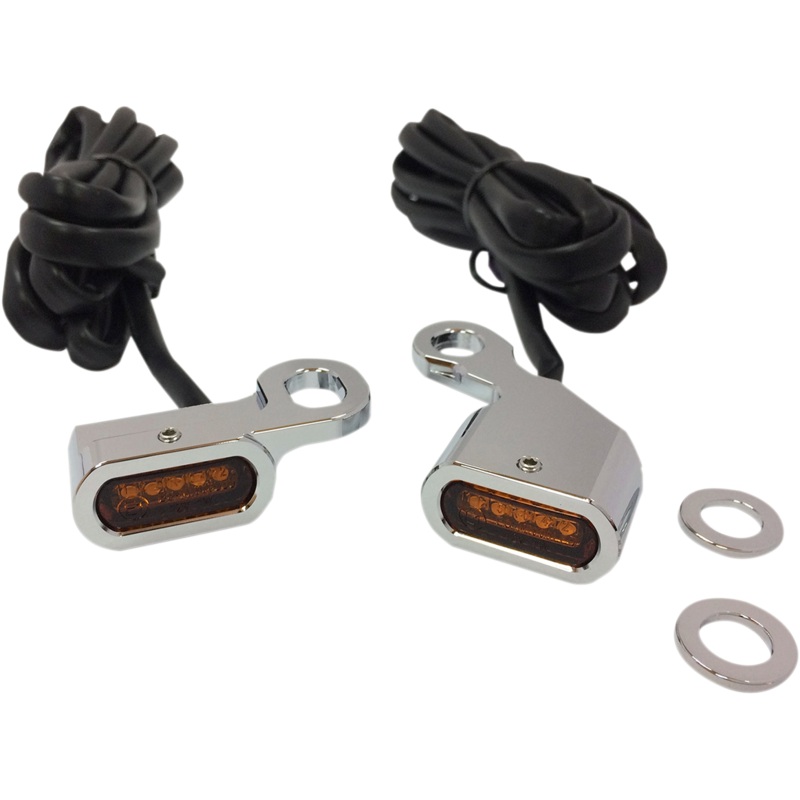 DRAG SPECIALTIES LED Handlebar Marker Lights – Chrome/Amber LED Handlebar Marker Lights