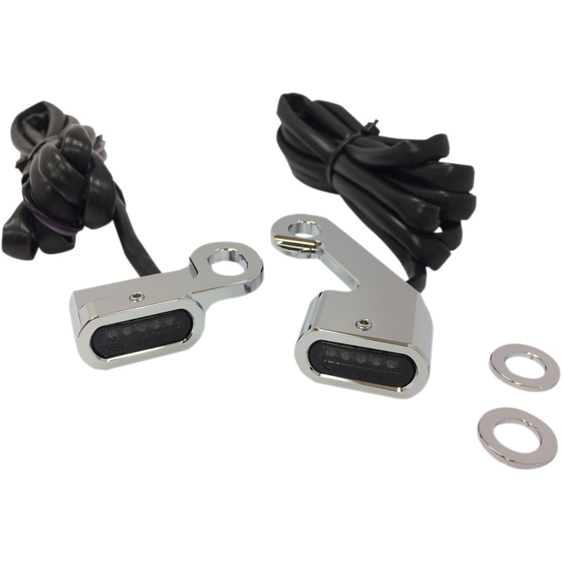 DRAG SPECIALTIES LED Handlebar Marker Lights – Mech. Clutch – Chrome/Smoke LED Handlebar Marker Lights