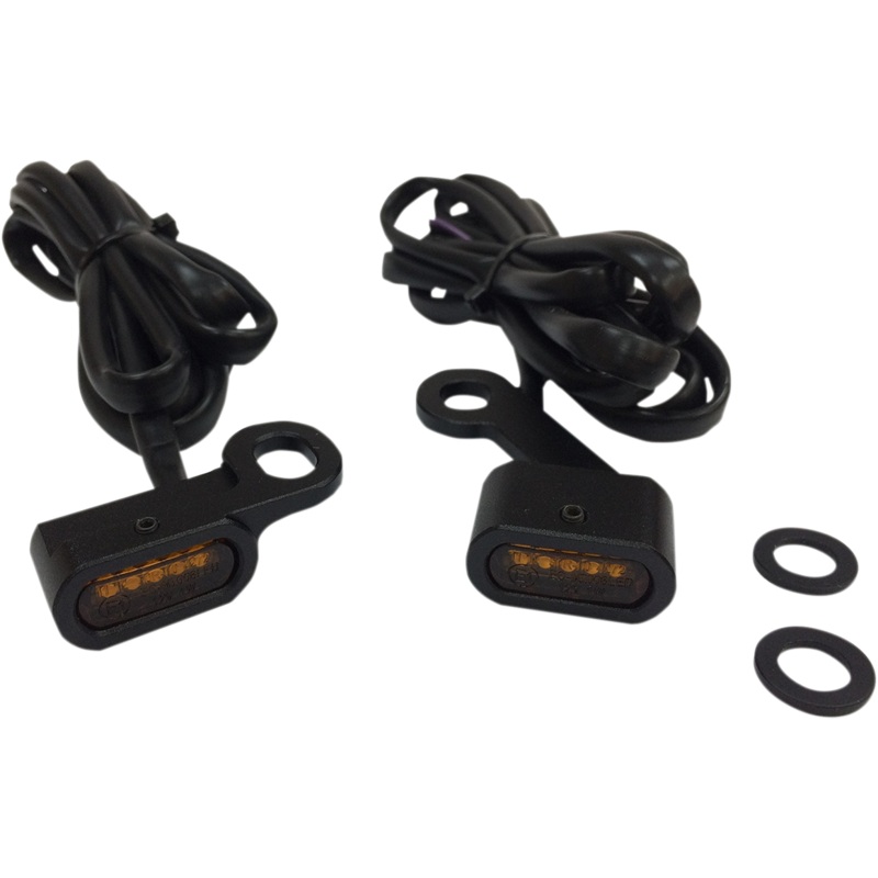 DRAG SPECIALTIES LED Handlebar Marker Lights – XL – Black/Amber LED Handlebar Marker Lights