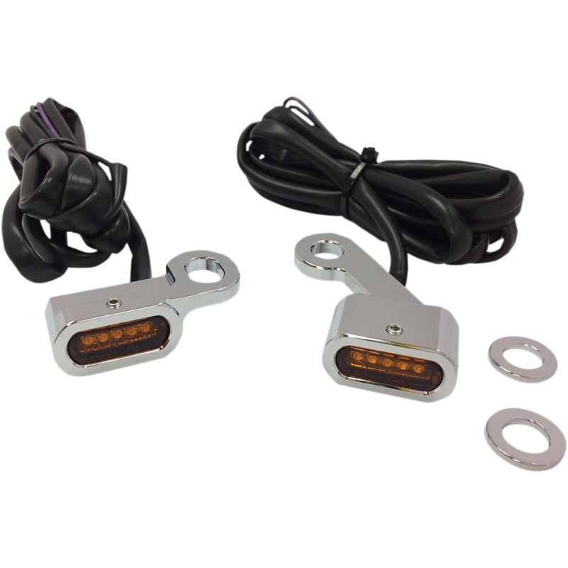 DRAG SPECIALTIES LED Handlebar Marker Lights – XL – Chrome/Amber LED Handlebar Marker Lights