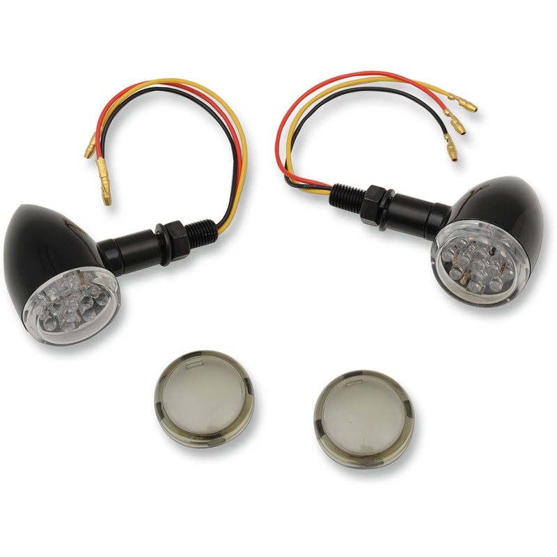 DRAG SPECIALTIES LED Marker Lights – Black/Amber – Smoke Lens LED Mini Deuce Marker Lights