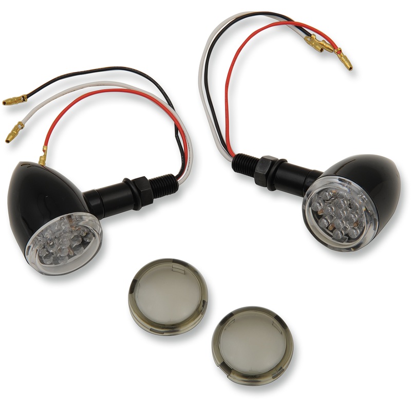 DRAG SPECIALTIES LED Marker Lights – Black/Red – Smoke Lens LED Mini Deuce Marker Lights