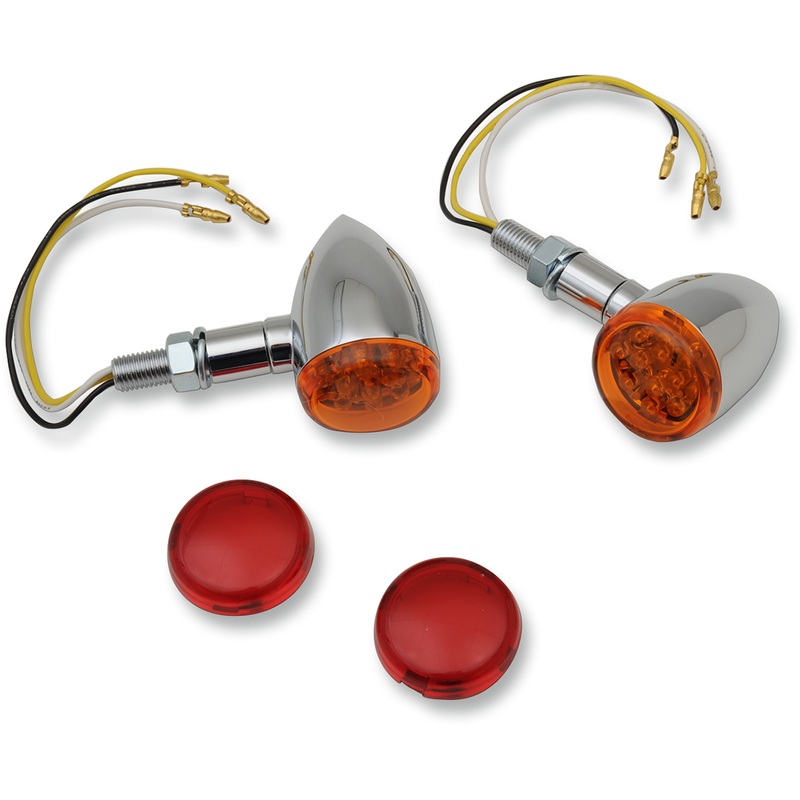DRAG SPECIALTIES LED Marker Lights – Chrome/Amber or Red LED Mini Deuce Marker Lights