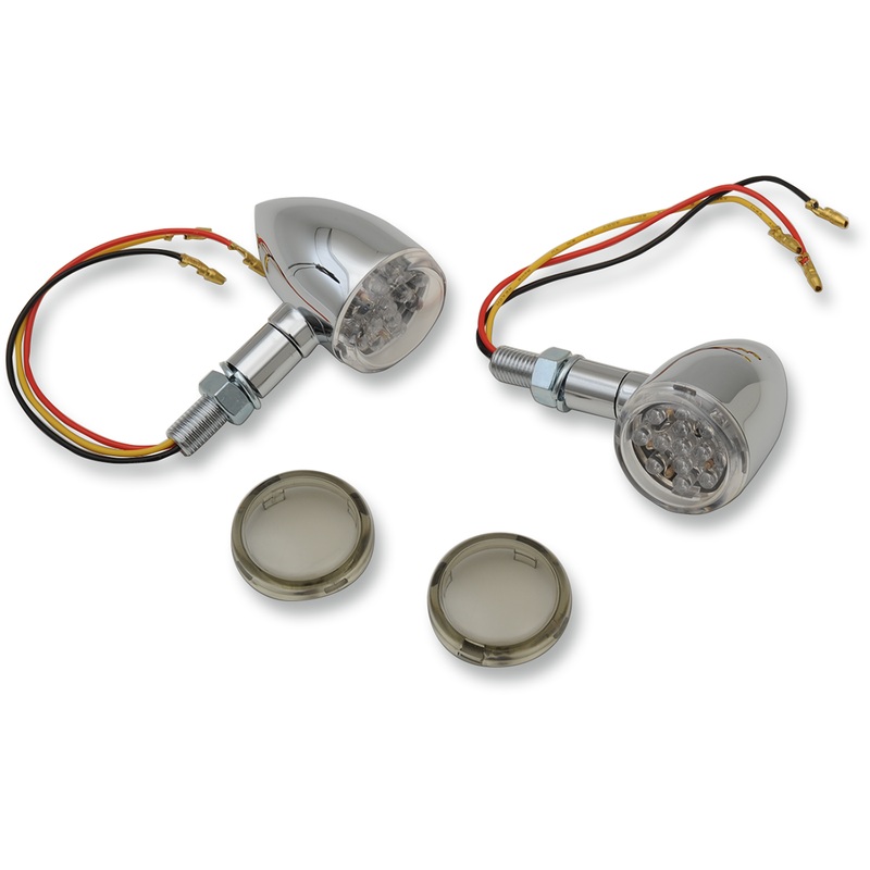 DRAG SPECIALTIES LED Marker Lights – Chrome/Amber – Smoke Lens LED Mini Deuce Marker Lights