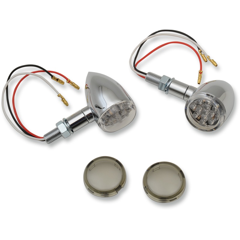 DRAG SPECIALTIES LED Marker Lights – Chrome/Red – Smoke Lens LED Mini Deuce Marker Lights