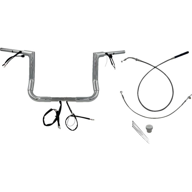FAT BAGGERS INC. 1-1/2 EZ Install Flat Top Handlebar – 12 – Chrome 649012