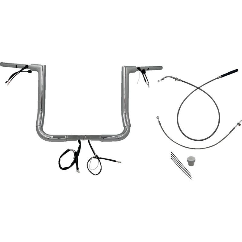 FAT BAGGERS INC. 1-1/2 EZ Install Flat Top Handlebar – 14 – Chrome 649014