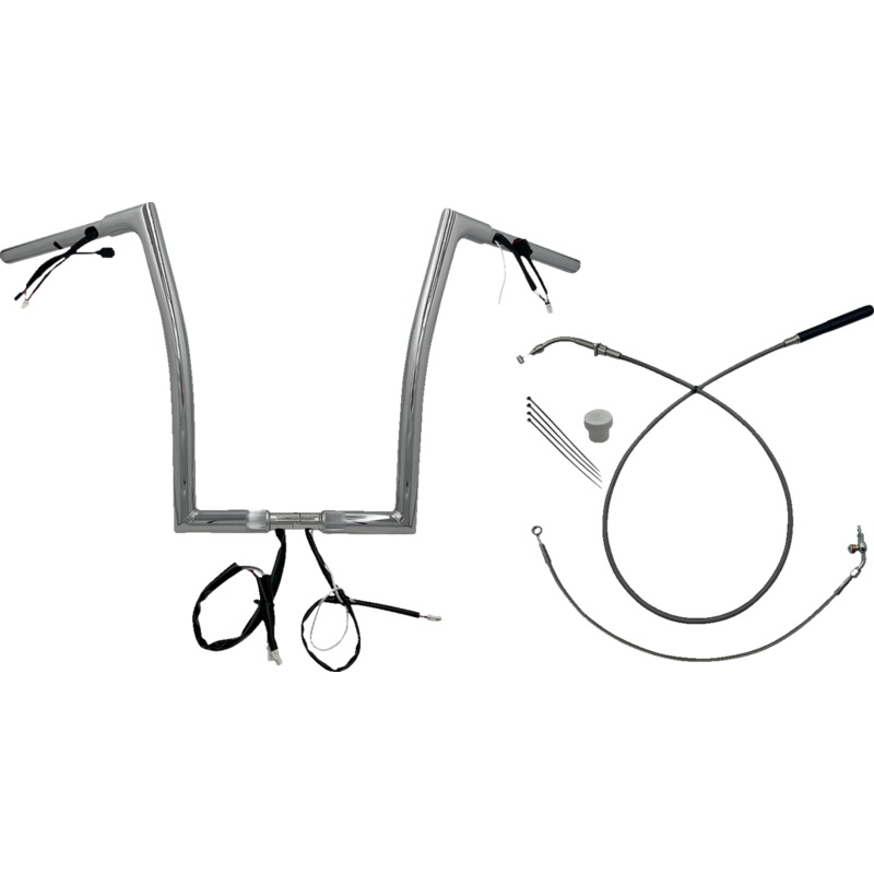 FAT BAGGERS INC. 1-1/4 EZ Install Flat Top Handlebar – 16 – Chrome 749916
