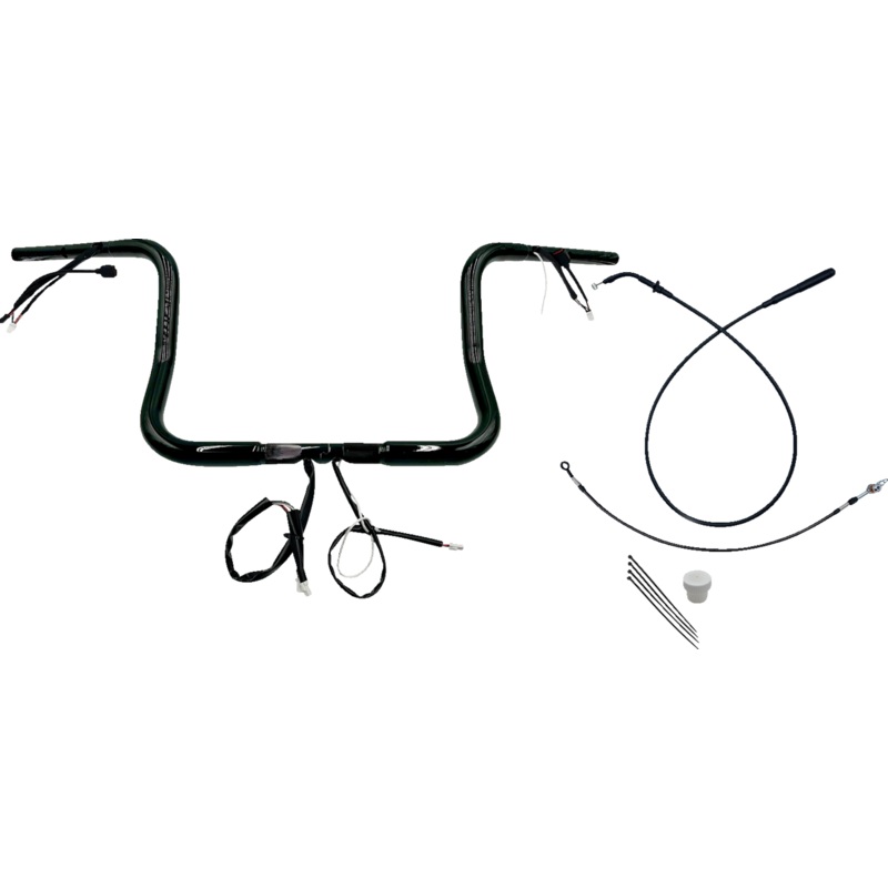 FAT BAGGERS INC. 1-1/4 EZ Install Round Top Handlebar – 12 – Black 939012-B