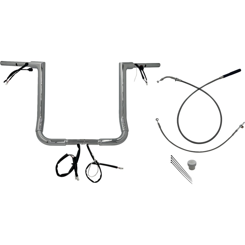 FAT BAGGERS INC. EZ Install Wired Handlebar Kit – 1-1/2 – Flat Top – 16 – Chrome 649016