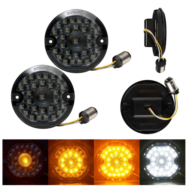 HOGWORKZ Sequentialz LED Front Turn Signals for Harley-Davidson 1157 Base, Flat Lens