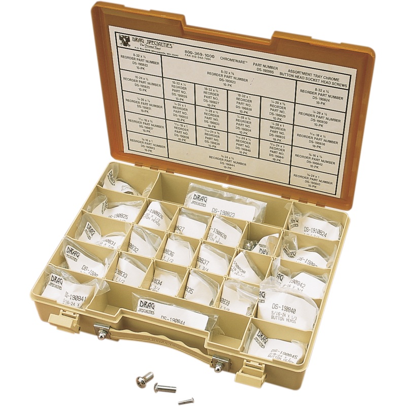 DRAG SPECIALTIES Button Head Screw Assortment Button-Head Bolt Assortment Kit