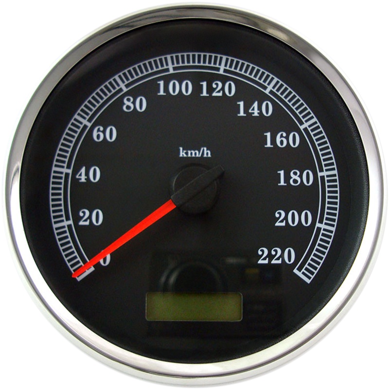 DRAG SPECIALTIES Electronic Speedometer – Black – 220 KPH 5 Programmable Electronic Metric Speedometer