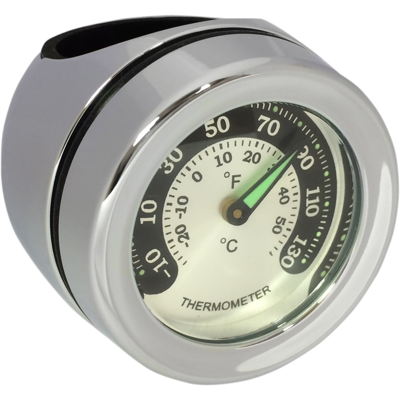 DRAG SPECIALTIES Handlebar Mount Thermometer – Chrome – For 1.25 Bar Handlebar Mounted Accessories