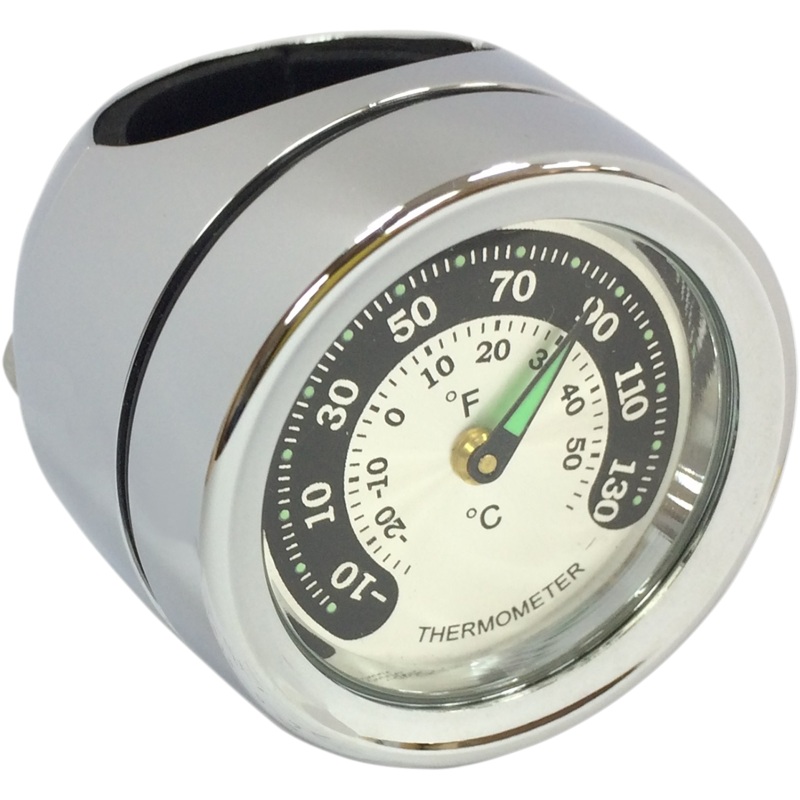 DRAG SPECIALTIES Handlebar Mount Thermometer – Chrome – For 1 Bar Handlebar Mounted Accessories