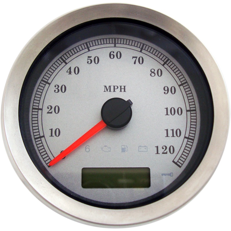 DRAG SPECIALTIES Programmable Speedometer – White Face – MPH 4 Programmable Electronic Speedometer