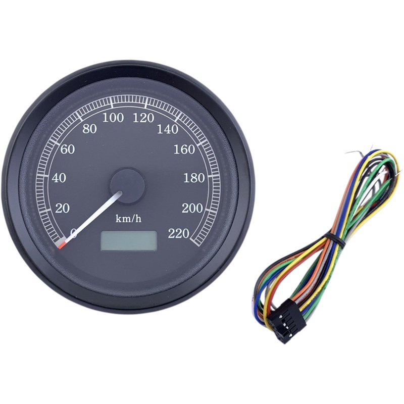 DRAG SPECIALTIES Universal 3-3/8 Programmable Electronic Speedometer – KPH – Black Face – Black Bezel Universal Speedometer
