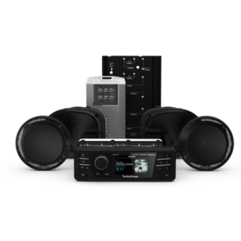 Rockford Fosgate 1998-2013 Harley-Davidson Road Glide Ultra Source Unit, 4 Speaker & Amp Kit-STAGE2