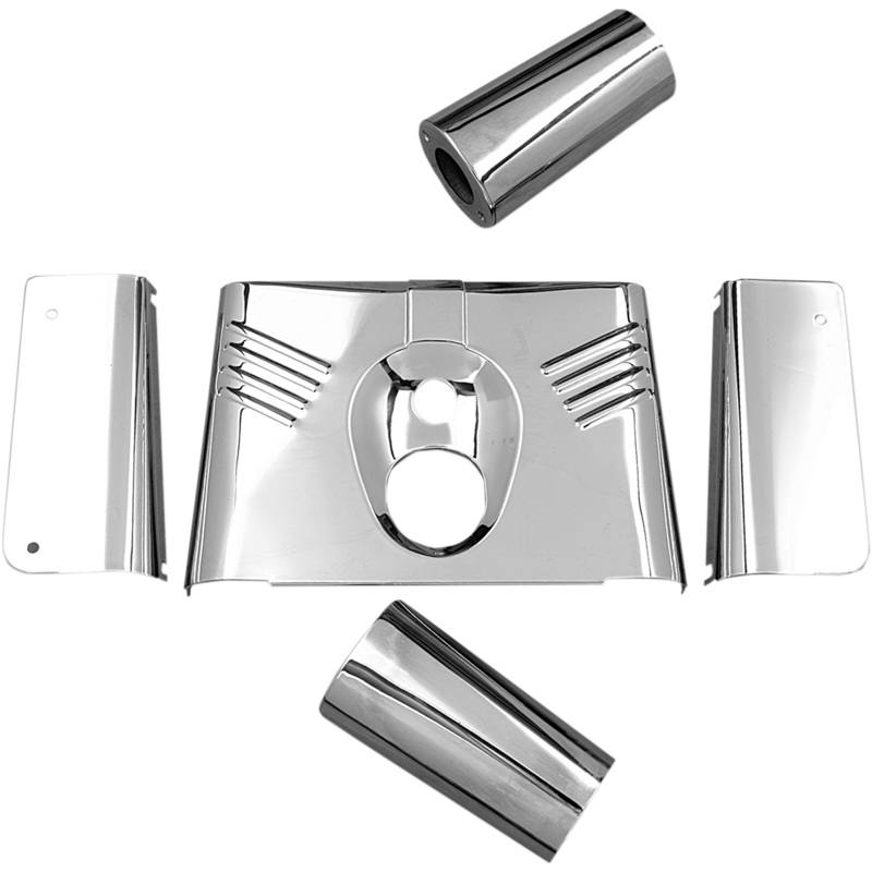 DRAG SPECIALTIES 5-Piece Fork Tins – Chrome – Ribbed –  ’86-’17 FLST Fork Tins