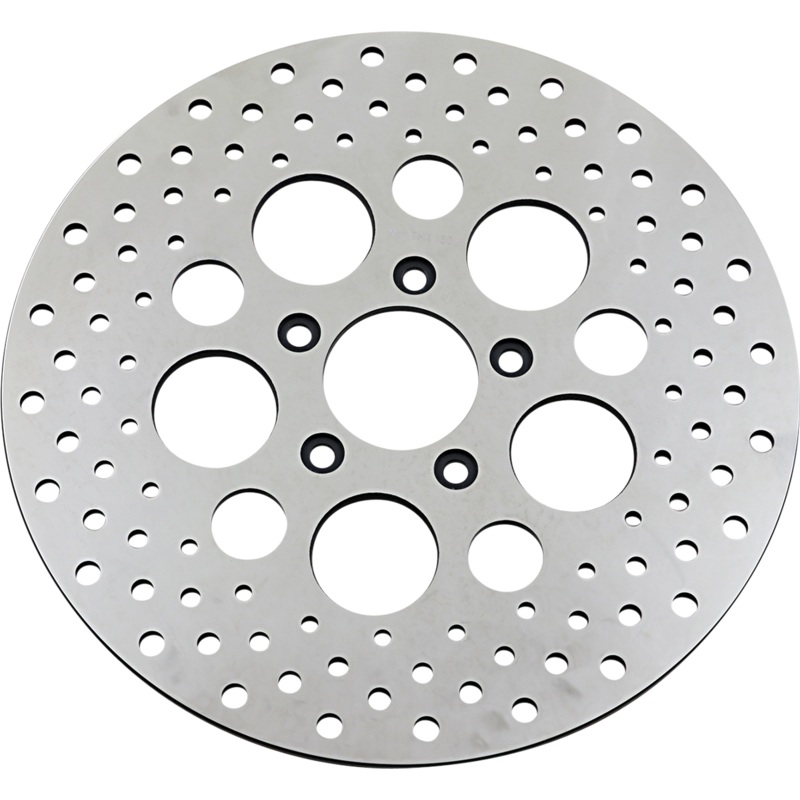 DRAG SPECIALTIES Drilled Brake Rotor – Front – 11.5 – Harley-Davidson Polished Stainless Steel Drilled Brake Rotor