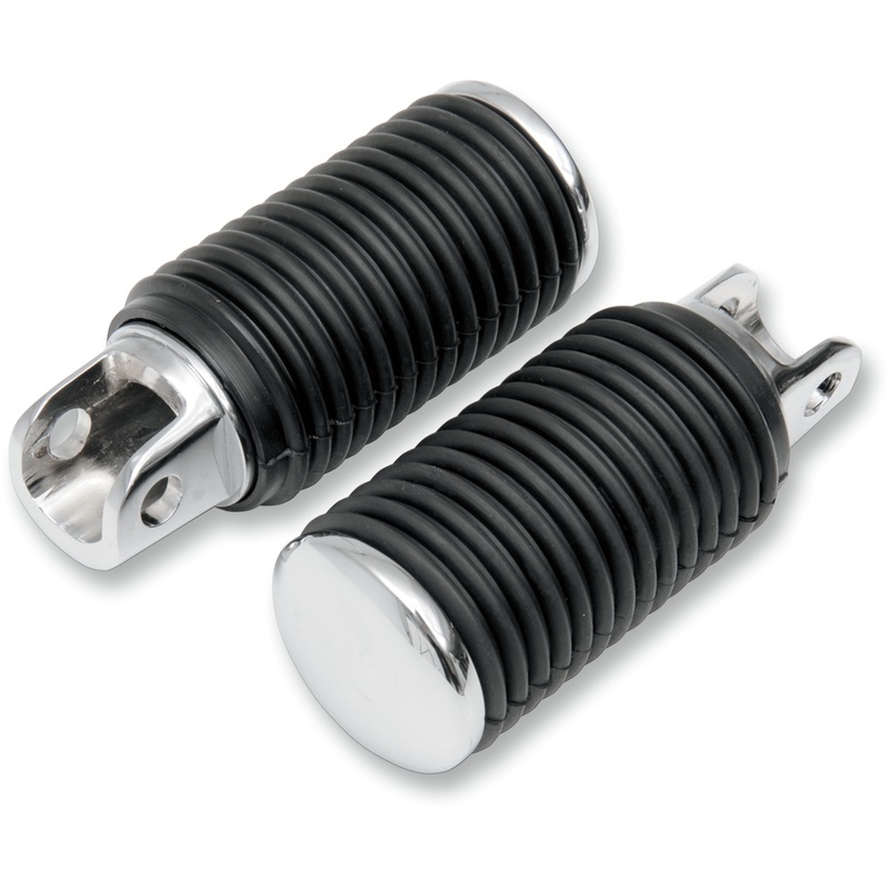 DRAG SPECIALTIES Driver Pegs – Rubber – Chrome End Chrome Footpegs with Rubber Sleeves  Pair