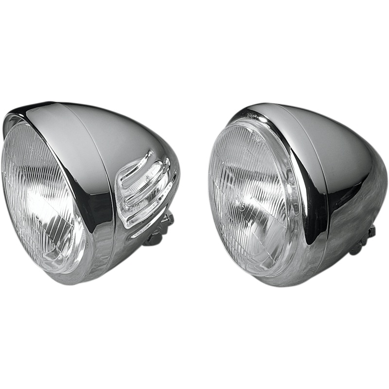 DRAG SPECIALTIES Headlight –  5-3/4 – Plain Chrome Custom Springer-Style Headlight Assemblies