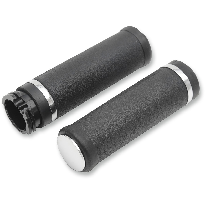 DRAG SPECIALTIES Smooth Hotop Grips for Cable Rubber Grips with Accent Rings and End Caps