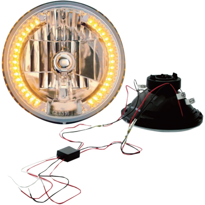 HEADWINDS 7 Halogen Headlight with LED Turn Signals Snake-Eye Headlamp w/ LED Turn Signals and Control Module