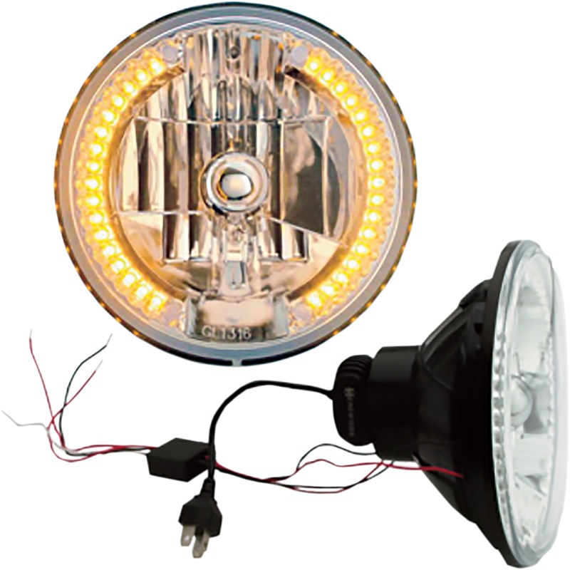 HEADWINDS 7 LED Headlight with LED Turn Signals Snake-Eye Headlamp w/ LED Turn Signals and Control Module