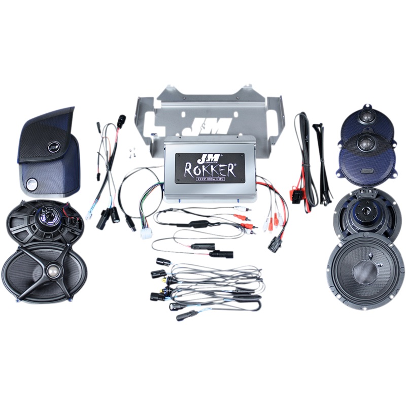 J & M ROKKER XXR EXTREME 800w 4-Spkr/Amp Install Kit – 14-20 FLHX ROKKER Amplifier/Speaker Kit
