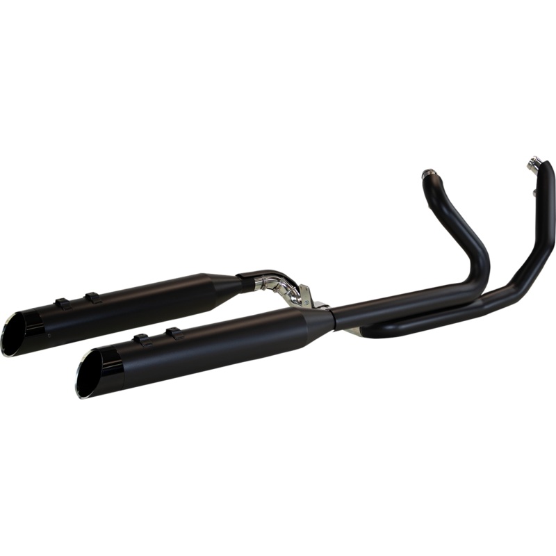 KHROME WERKS 2:2 Exhaust with 4.5 Muffler – Black – FL 2-Into-2 Two-Step Crossover Header Systems