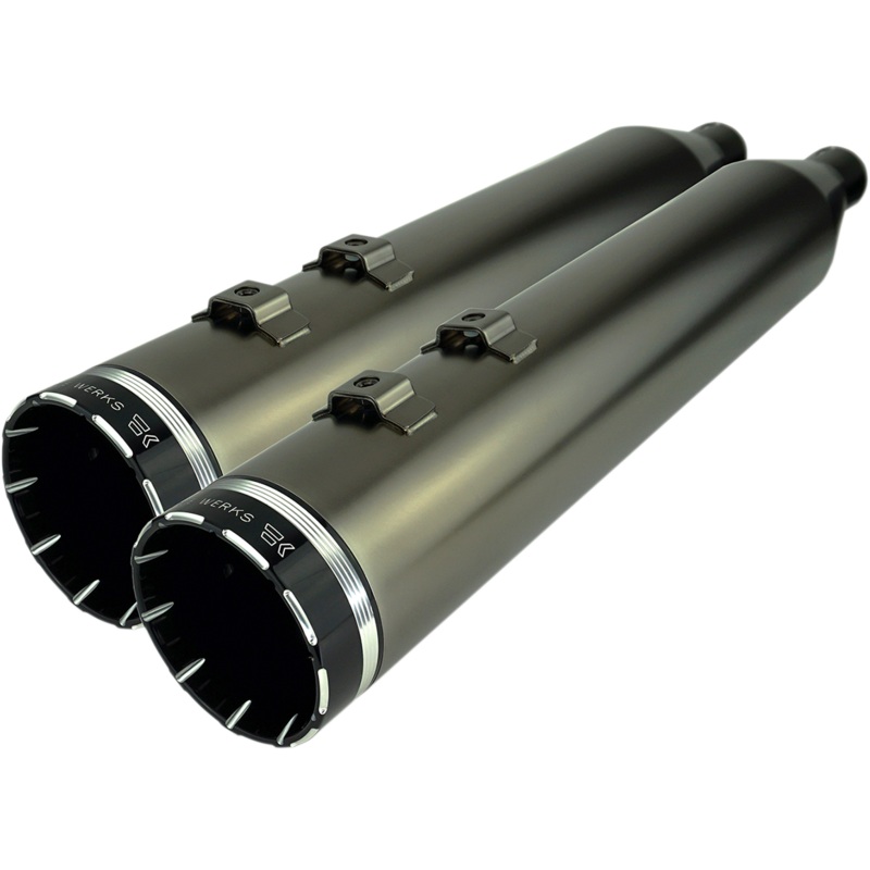 KHROME WERKS 4.5 Mufflers for Touring – Smoked Khrome with Tracer HP-Plus 4.5 Slip-On Mufflers