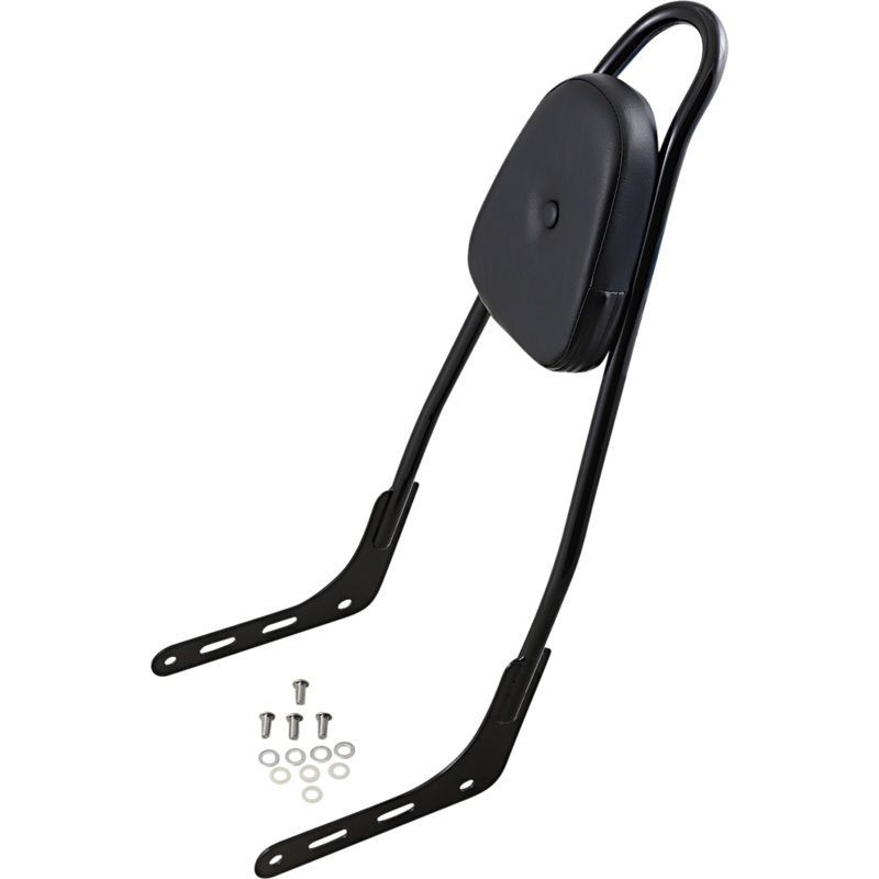 MOTHERWELL One-Piece Sissy Bar – Gloss Black – Skull – With Pad One-Piece Sissy Bar