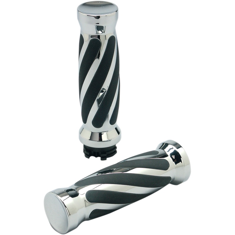 PRO-ONE PERF.MFG. Chrome Twisted Rubber Grips for TBW Custom Twisted Rubber Grips