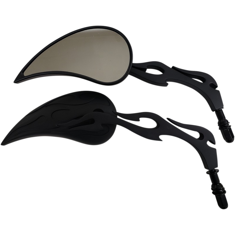 RIVCO PRODUCTS Flame Billet Mirror – Black Flame Billet Mirrors
