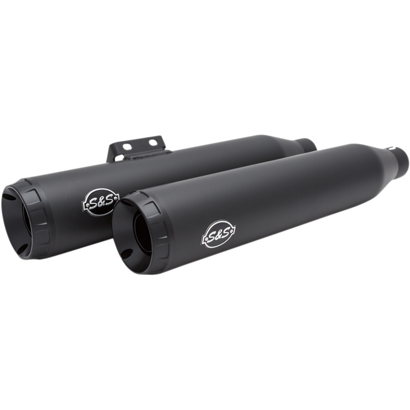 S&S CYCLE Grand National Race Mufflers for Softail – Black Grand National Race Slip-On Mufflers