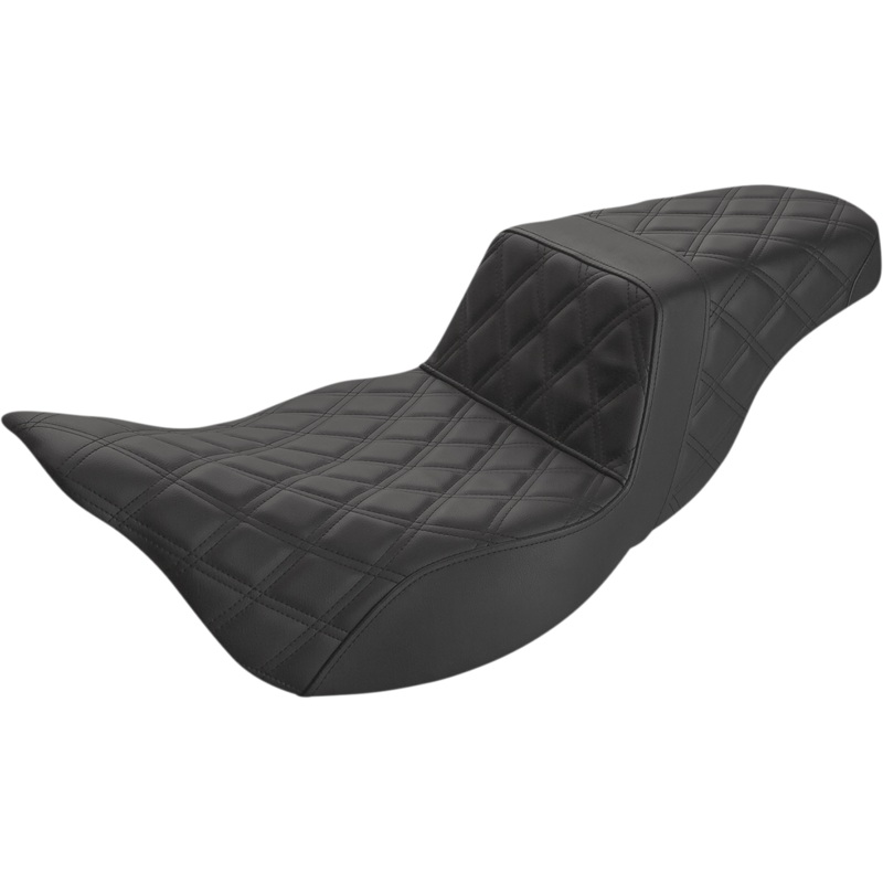 SADDLEMEN Step-Up Seat – Extended Reach – Full Lattice Stitch – Black – FL ’08-’23
