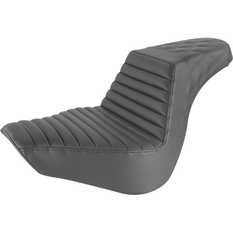SADDLEMEN Step Up Seat – Lattice Stitched – Black – Softail Step Up Seat  Lattice Stitched