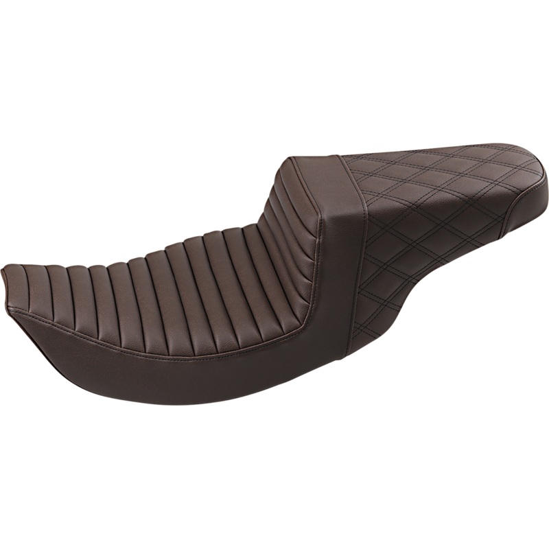 SADDLEMEN Step Up Seat – Tuck and Roll/Lattice Stitched – Brown –  FLH Step Up Seat  Tuck and Roll/Lattice Stitched