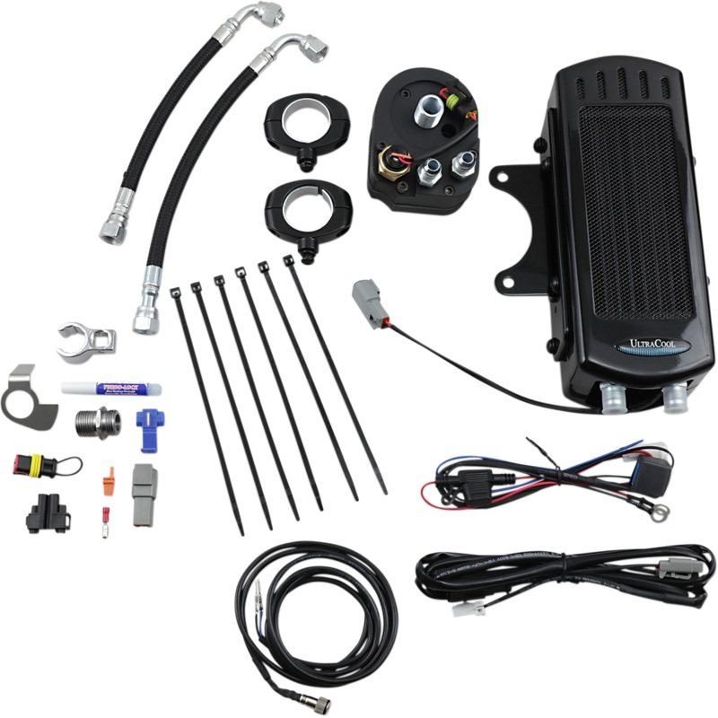 ULTRACOOL Oil Cooler Kit – Black – Side Mount – Dyna 3.0 Side Mount Oil Cooler with Fan Kit for Dyna