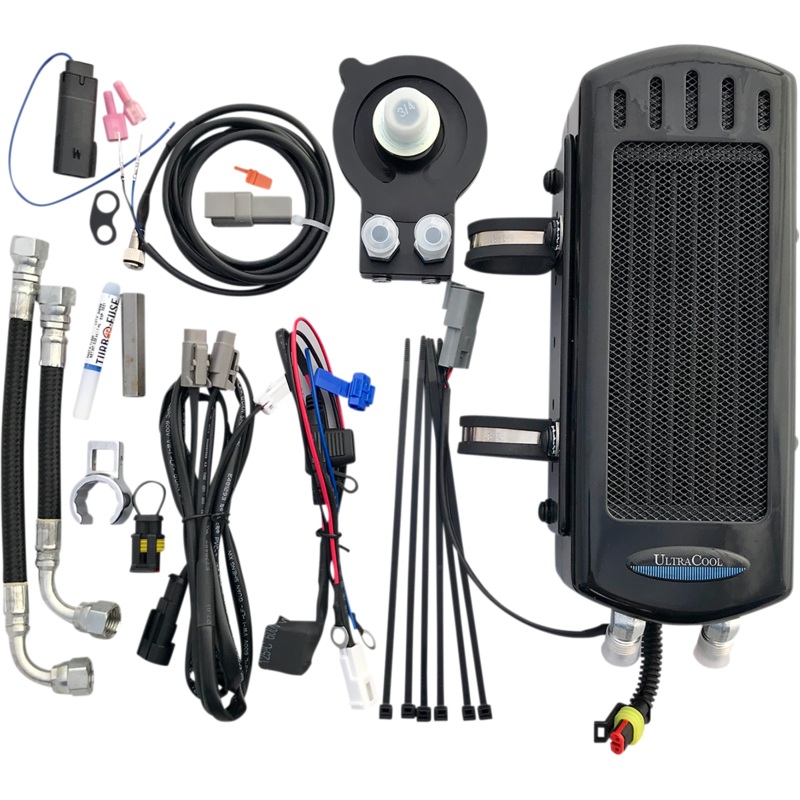 ULTRACOOL Oil Cooler Kit – Black – Side Mount – Softail 18+ 3.0 Side Mount Oil Cooler with Fan Kit for Softail Milwaukee 8