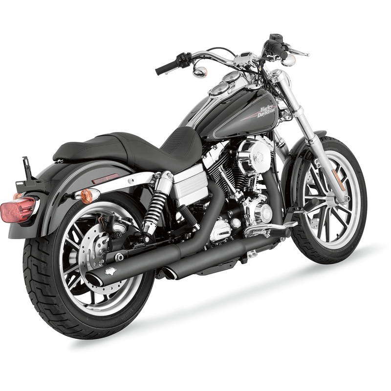 VANCE & HINES Twin Slash Mufflers – Black 3 Round Twin Slash Slip-On Mufflers