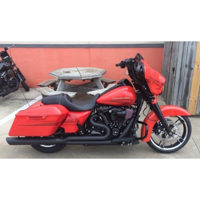 2017-2023 Harley Touring M8 Billet Cat 2:1 Black With Black Striaght Cut End Cap – Big Bore Baffle