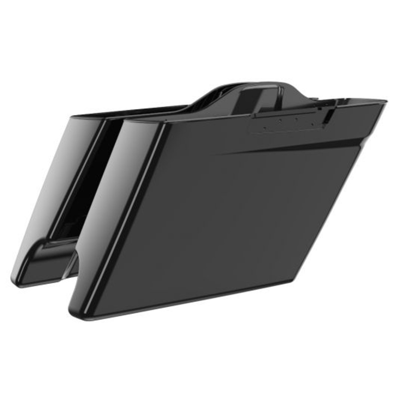Advanblack 4.5” STRETCHED SADDLEBAG BOTTOMS 2014+ TOURING Vivid Black No Stripe  Dual Cut