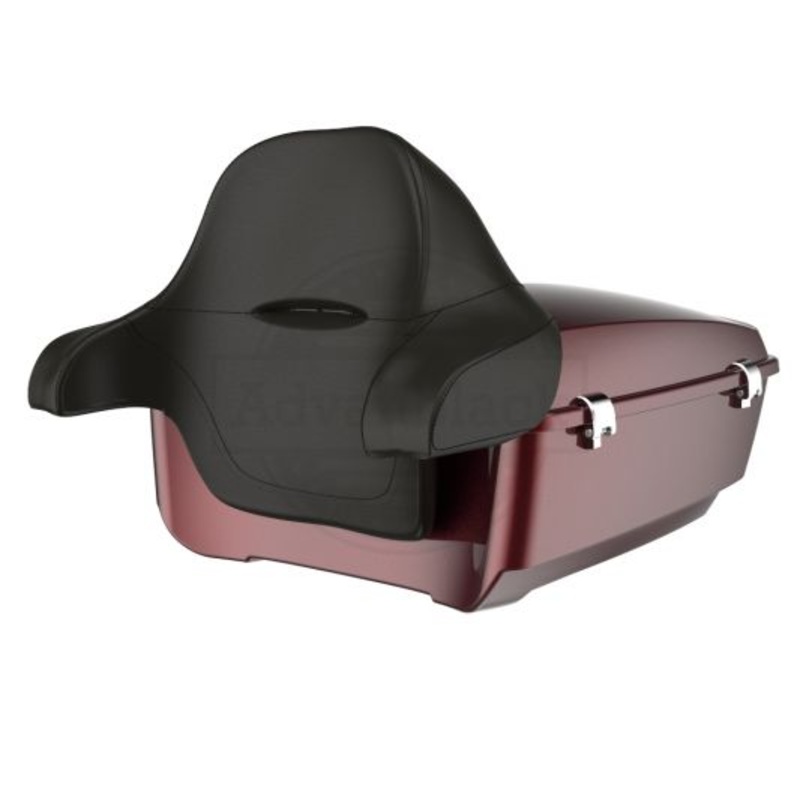 Advanblack RUSHMORE KING TOUR PACK PAD FOR ’97-’22 HARLEY DAVIDSON TOURING  / SOFTAIL – Mysterious Red Sunglo -Chrome Hinges and Chrome Detachable Two Up Top Rack – and Chrome Luggae Rack