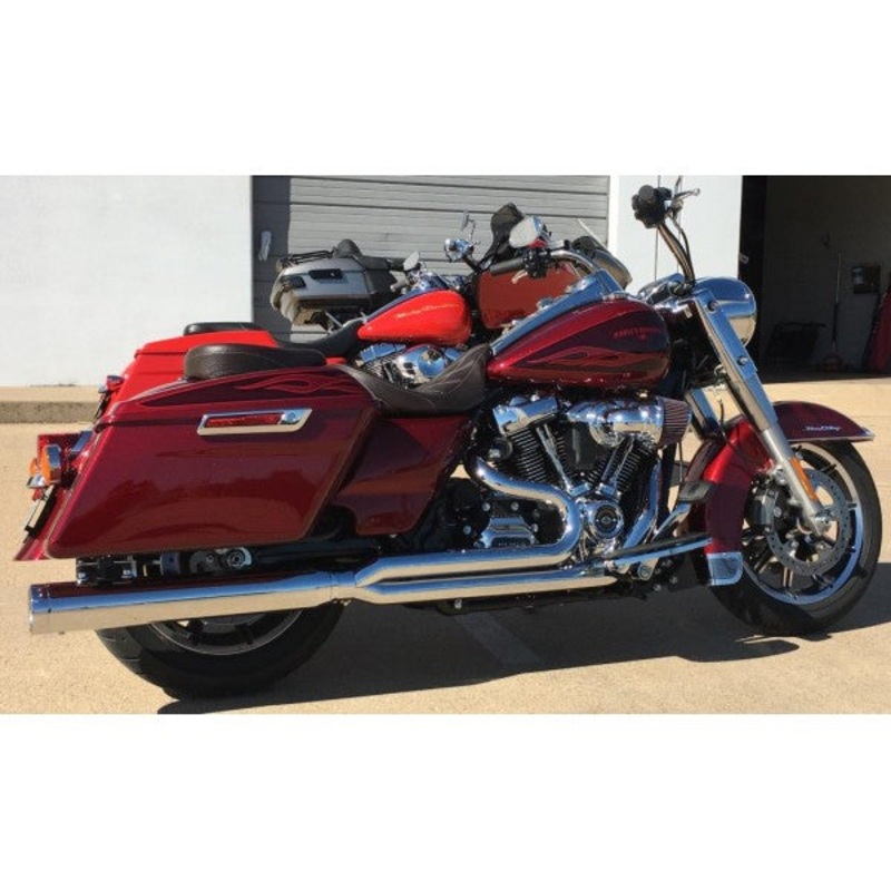 D&D 2017-2023 Harley Touring M8 Billet Cat 2:1 Chrome Exhaust with Ghost pipe and Angled End Caps to go with bags