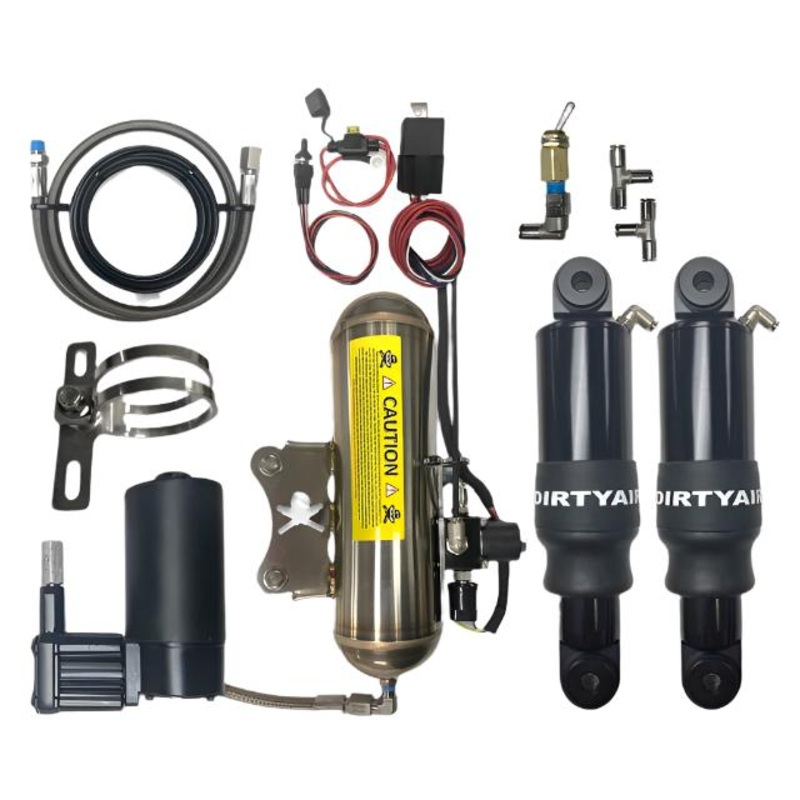 DIRTY AIR FAST-UP Rear Air Suspension System 2009-2013 Premium Aluminum Shocks, Black hosing, Buttons and Blue Digital gouge