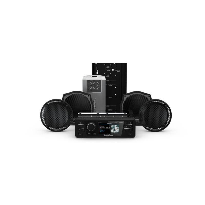 Rockford Fosgate Gen-2 Audio Kits for 98-13 Touring Stage 2; Head Unit, 4 Speaker and Amp Kit